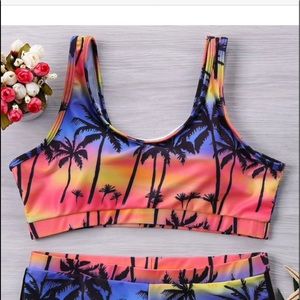 Two piece swimsuit boy shorts sport top medium